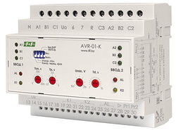 Контроллер автоматического включения/переключения резервного питания AVR-01-S для работы по схеме N1+N2+S (два ввода, две нагрузки, с секционным выключателем)